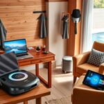 Flick International High-tech Father's Day gifts arranged in a cozy home setting
