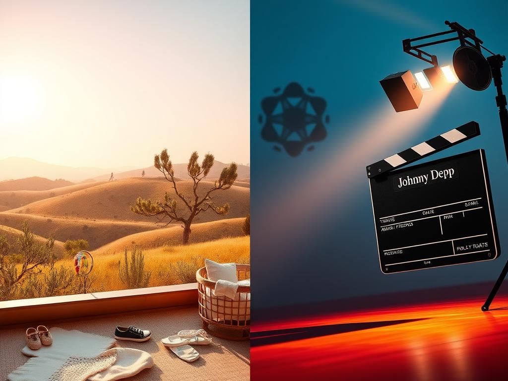 Flick International A split scene showcasing Amber Heard's serene life in Spain and Johnny Depp's vibrant Hollywood return