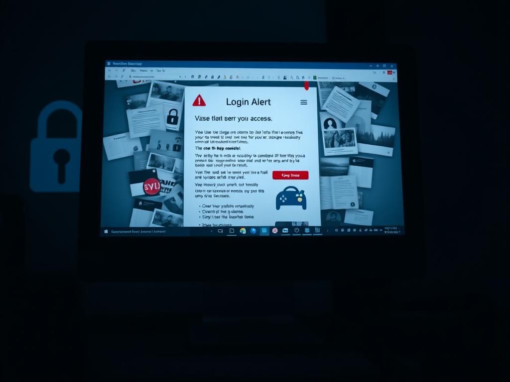 Flick International Close-up of a computer screen showing a suspicious login alert email with red flags