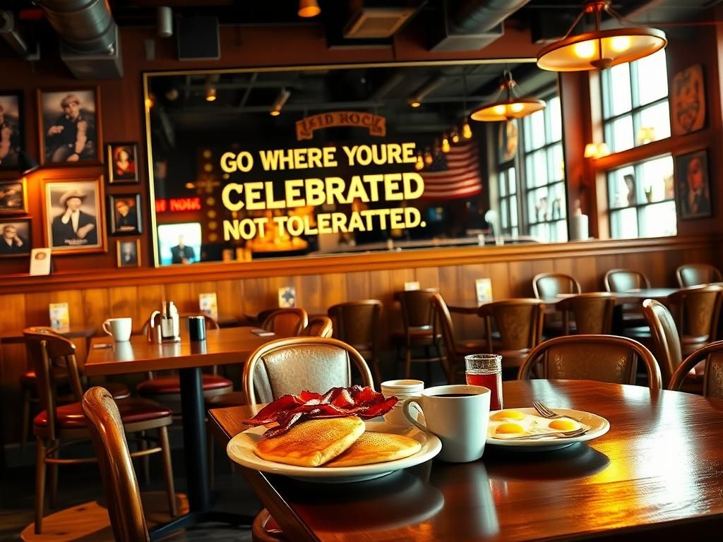 Flick International Cozy interior of Kid Rock's Nashville restaurant featuring rustic Americana decor