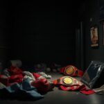 Flick International Dimly lit backstage scene showcasing scattered boxing gear, reflecting tension and conflict