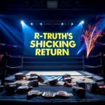 Flick International Dramatic wrestling ring at night with bright spotlights and championship belts