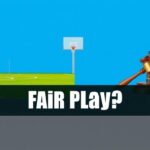 Flick International Split scene showing a sports field with a basketball hoop and a courtroom with a gavel, symbolizing the clash between athletics and legal debate.