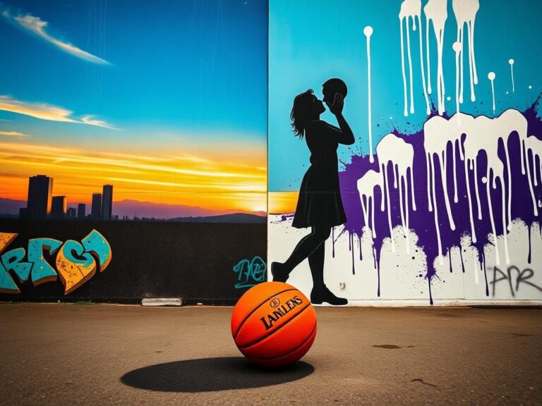Flick International Detailed view of a mural depicting Kobe Bryant and his daughter Gianna, showcasing love and loss