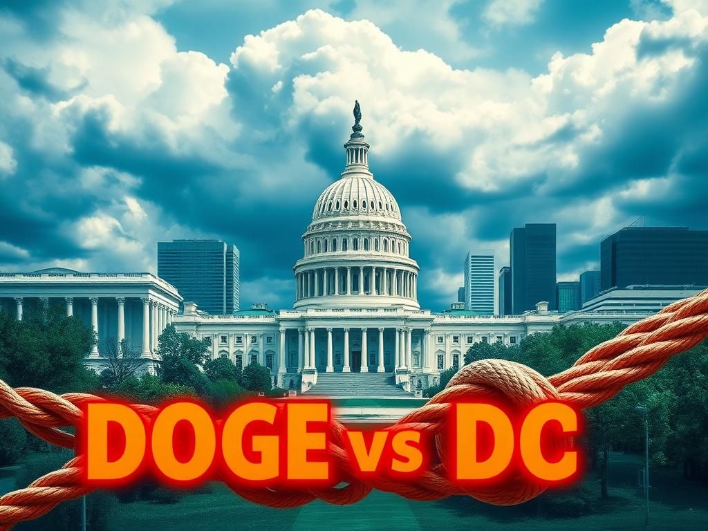 Flick International A powerful image contrasting Washington D.C.'s Capitol Building with modern technology, showcasing tension between tradition and innovation.