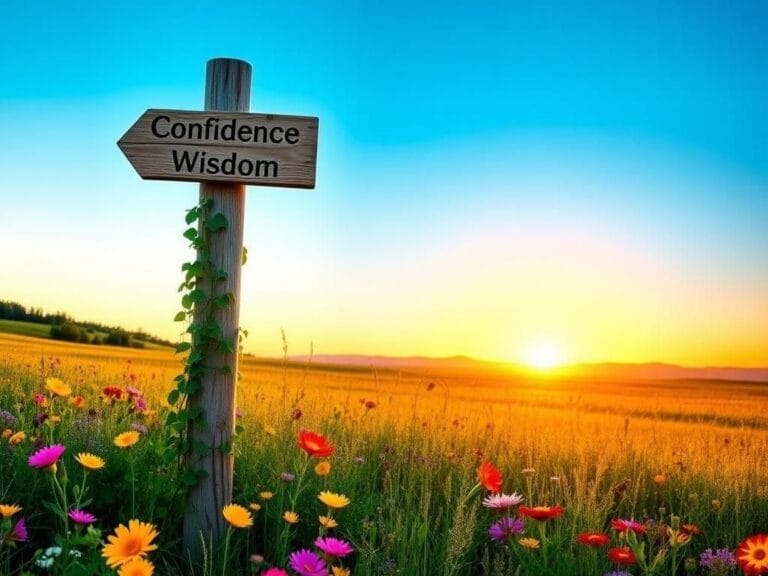 Flick International Open field with vibrant wildflowers and a wooden signpost symbolizing growth and confidence