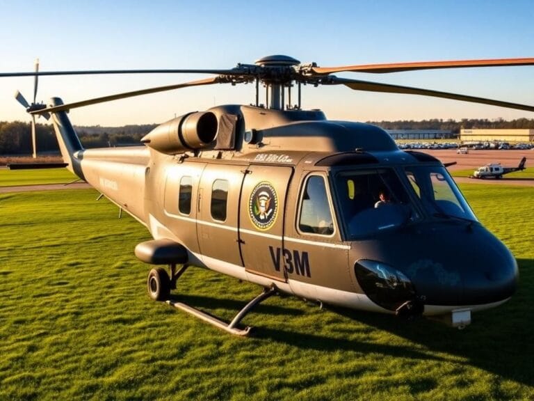 Flick International Decommissioned Sikorsky VH-3D Marine One helicopter displayed at the Secret Service training center