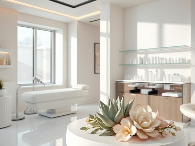 Flick International A serene, modern aesthetic clinic interior with tools for cosmetic procedures and natural light