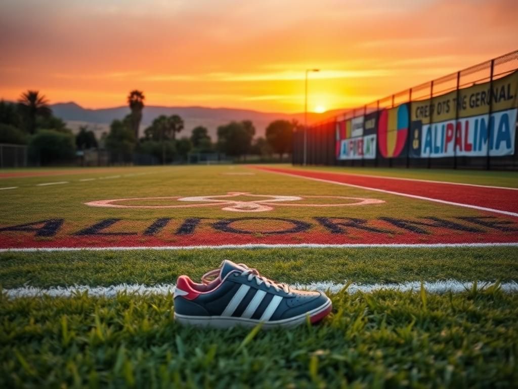 Flick International A worn-out pair of sports shoes on a California sports field symbolizing inclusion in the debate over trans athletes.