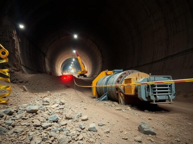Flick International Partially collapsed industrial tunnel showing construction site safety and debris