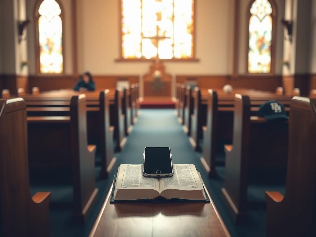 Flick International Jason Adam's mobile phone on a Bible in a church during a surprising moment of All-Star Game selection