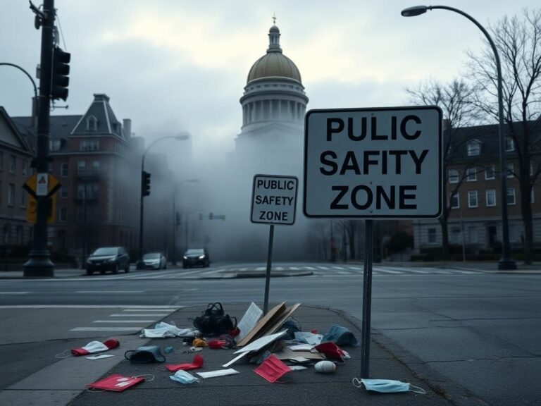 Flick International Urban scene in Massachusetts with government building partially obscured by mist