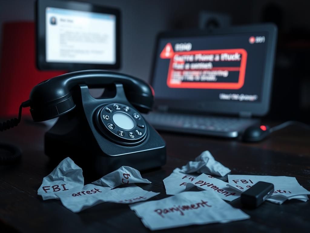 Flick International Close-up of an ominous old-fashioned telephone on a dark wooden desk
