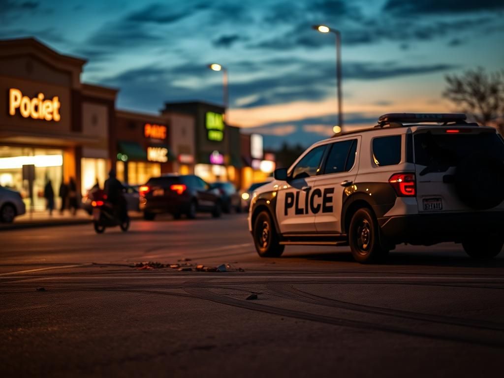 Flick International damaged ICE vehicle parked near shopping plaza in Humble, Texas