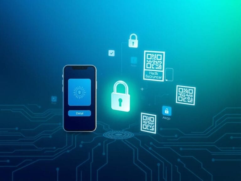 Flick International Abstract representation of multi-factor authentication with a smartphone and security elements