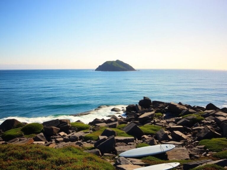 Flick International Rugged North Solitary Island surrounded by calm Pacific waters