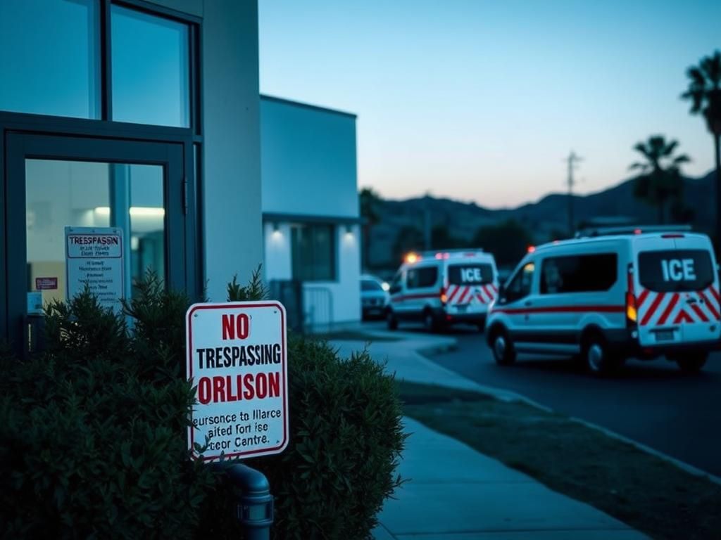 Flick International California surgical center staff confronting ICE agents during a tense standoff