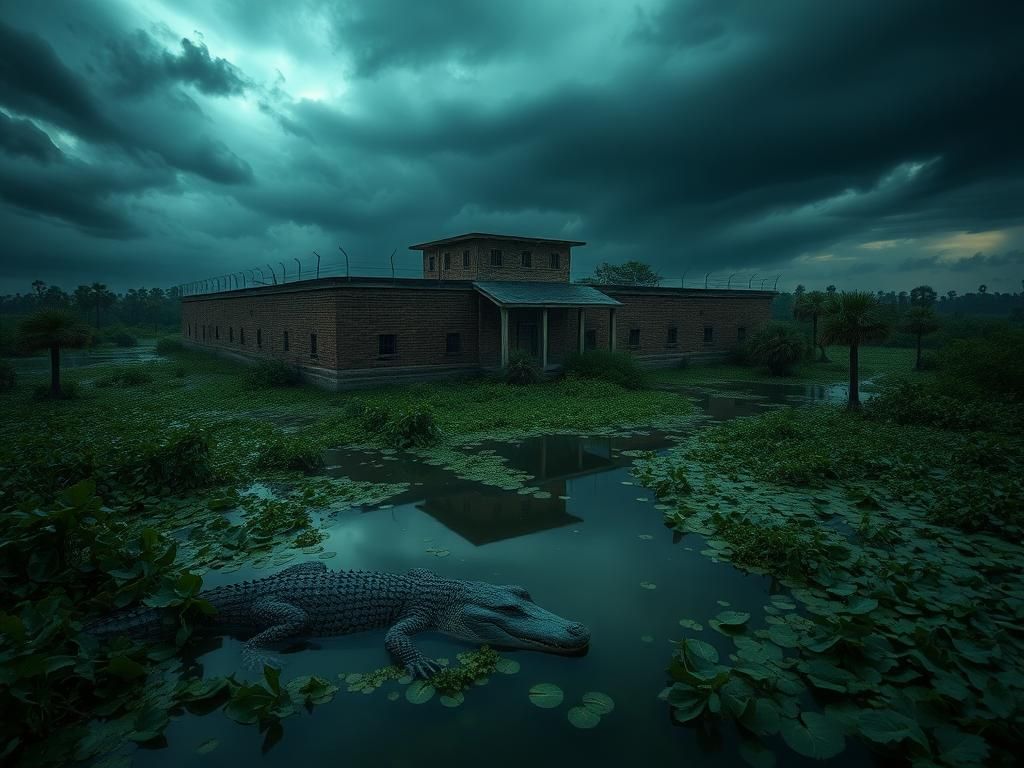 Flick International Aerial view of the Alligator Alcatraz detention facility surrounded by the Everglades