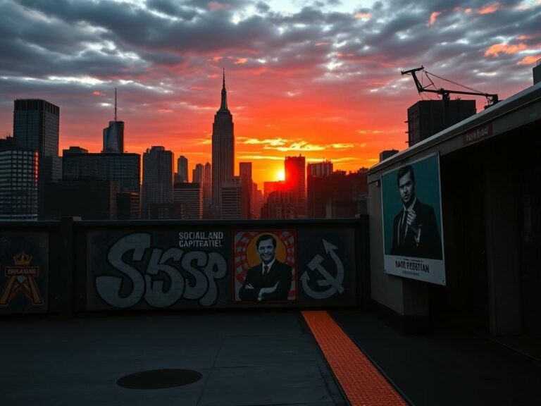 Flick International A dramatic urban landscape of New York City featuring the Empire State Building at sunset