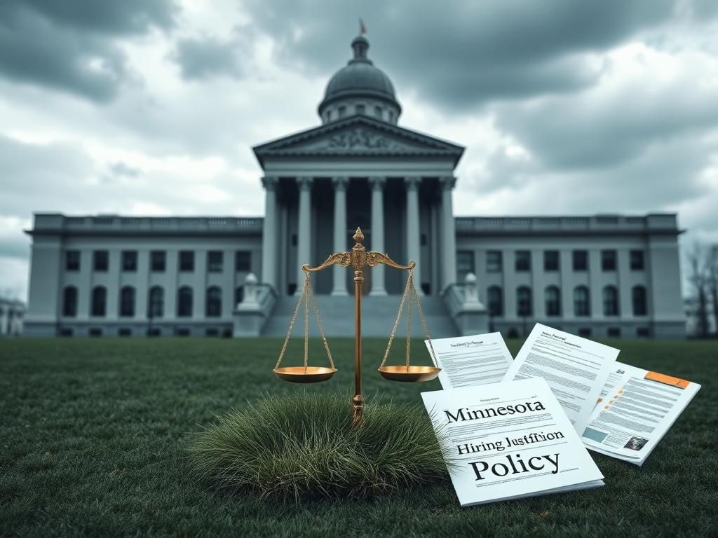 Flick International Abstract representation of Minnesota government building under a cloudy sky