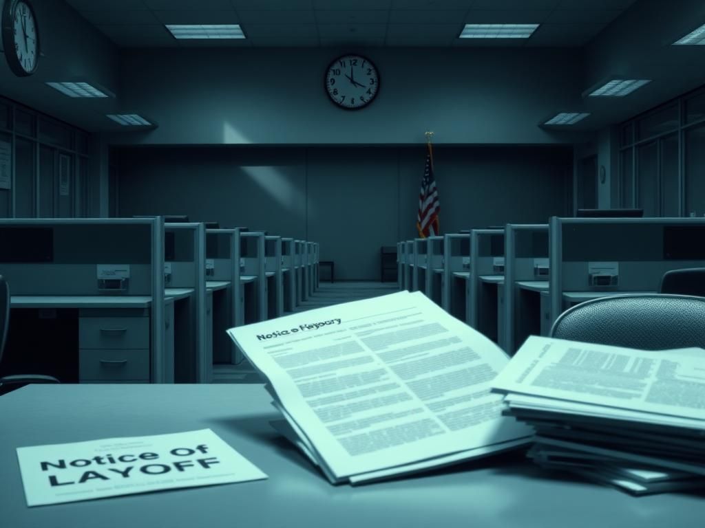 Flick International Empty office space in a federal building indicating layoffs