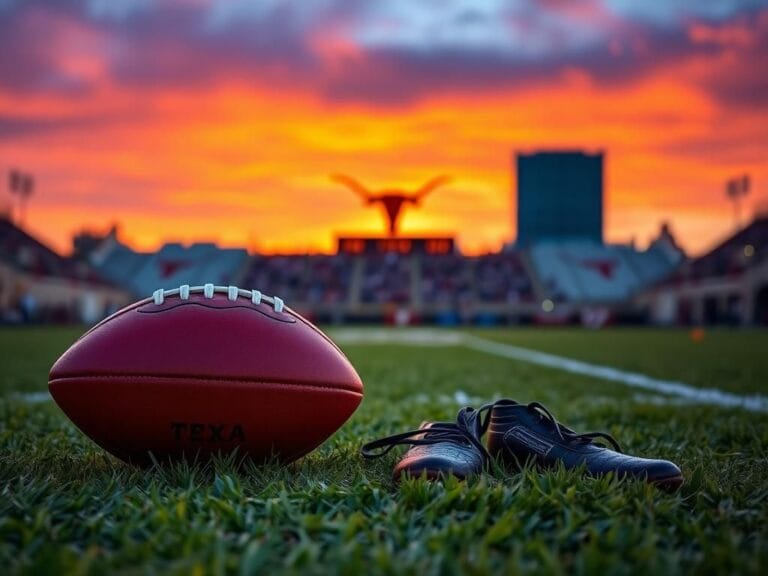 Flick International Dramatic football field at sunset reflecting Arch Manning's heritage