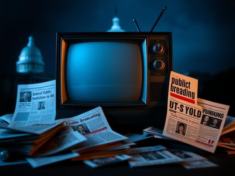 Flick International Vintage television set displaying static with documents and flyers surrounding it