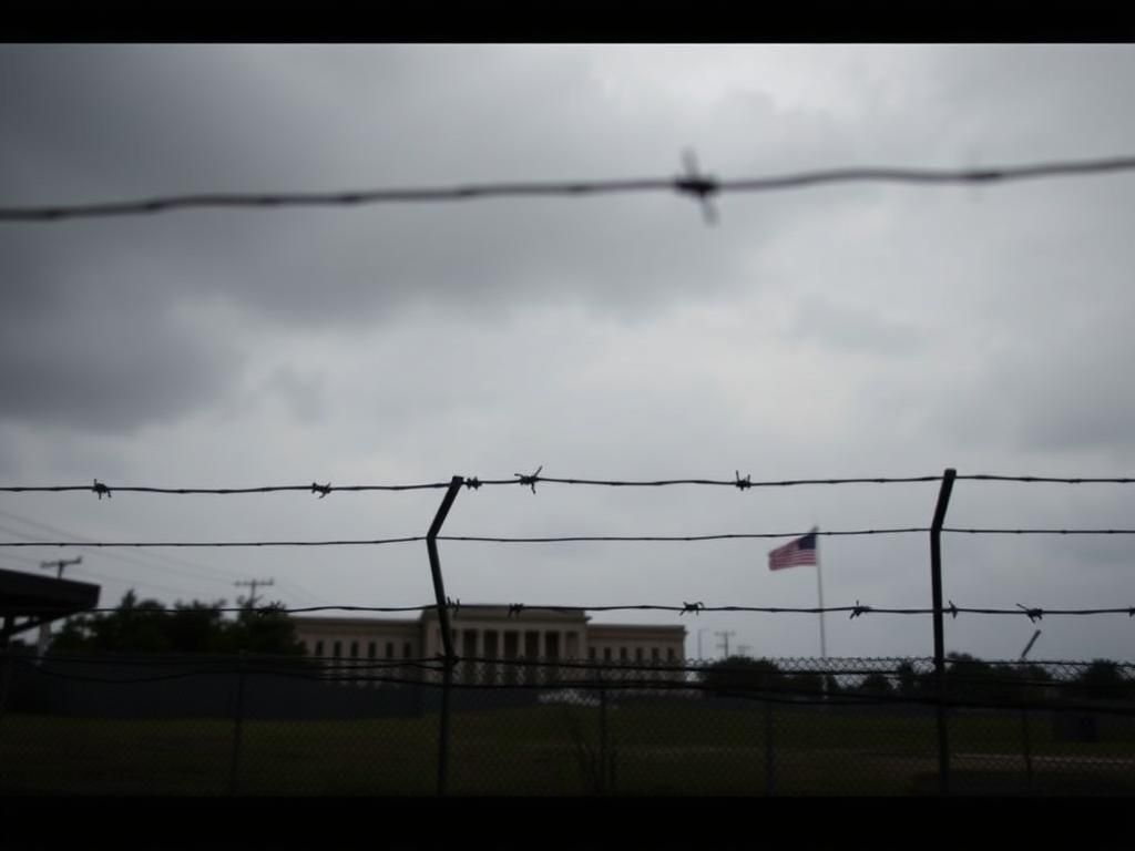 Flick International Exterior view of Guantánamo Bay detention facility under cloudy sky