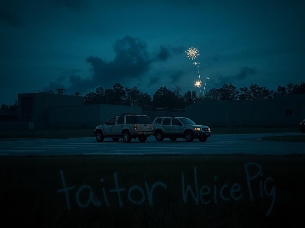 Flick International Tense scene at Prairieland Detention Center depicting armed ambush on Independence Day