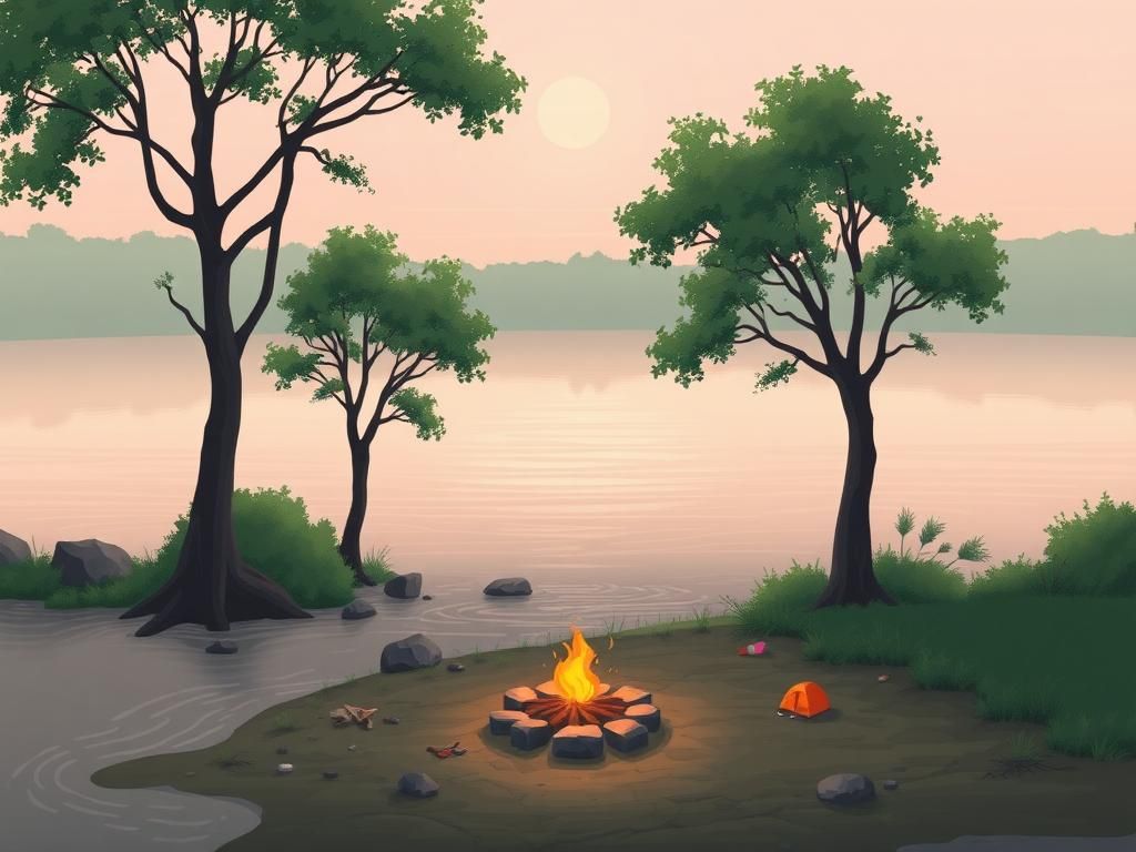 Flick International Serene landscape of the Guadalupe River in Texas after flood disaster