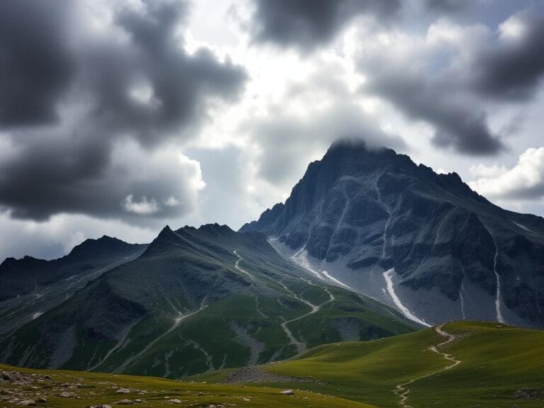 Flick International Dramatic view of Mount Gould under a stormy sky at Glacier National Park