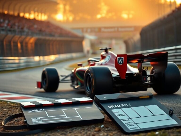 Flick International A sleek Formula 1 car racing on a winding track during golden hour