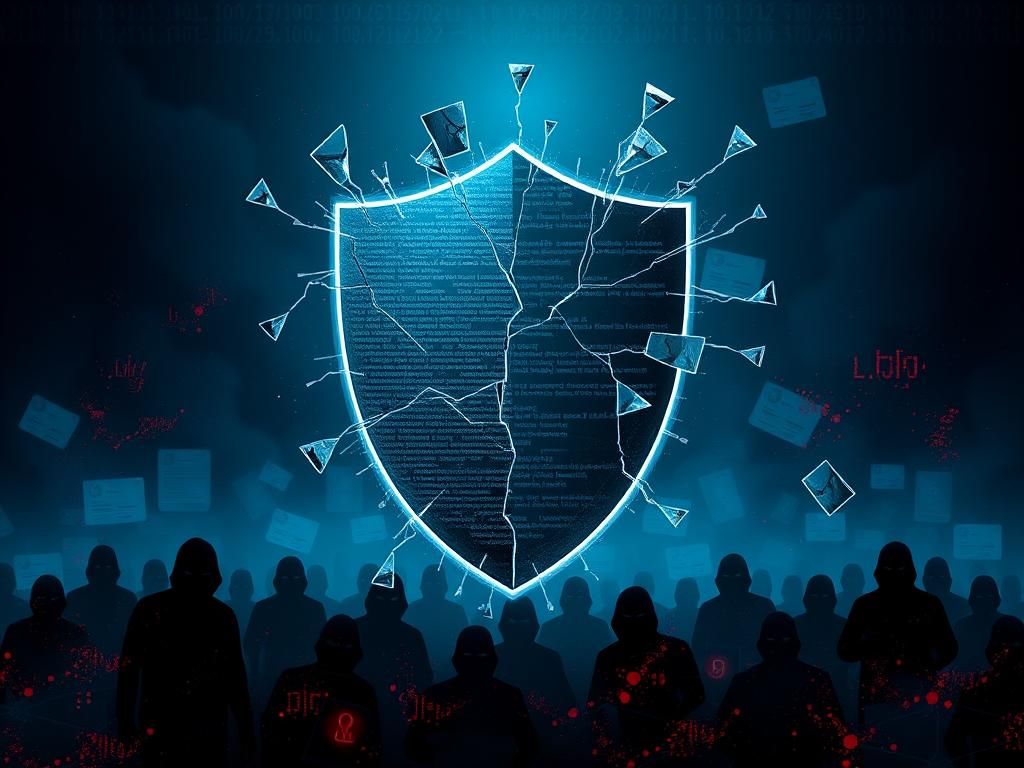 Flick International Abstract representation of a digital landscape illustrating cybersecurity vulnerabilities