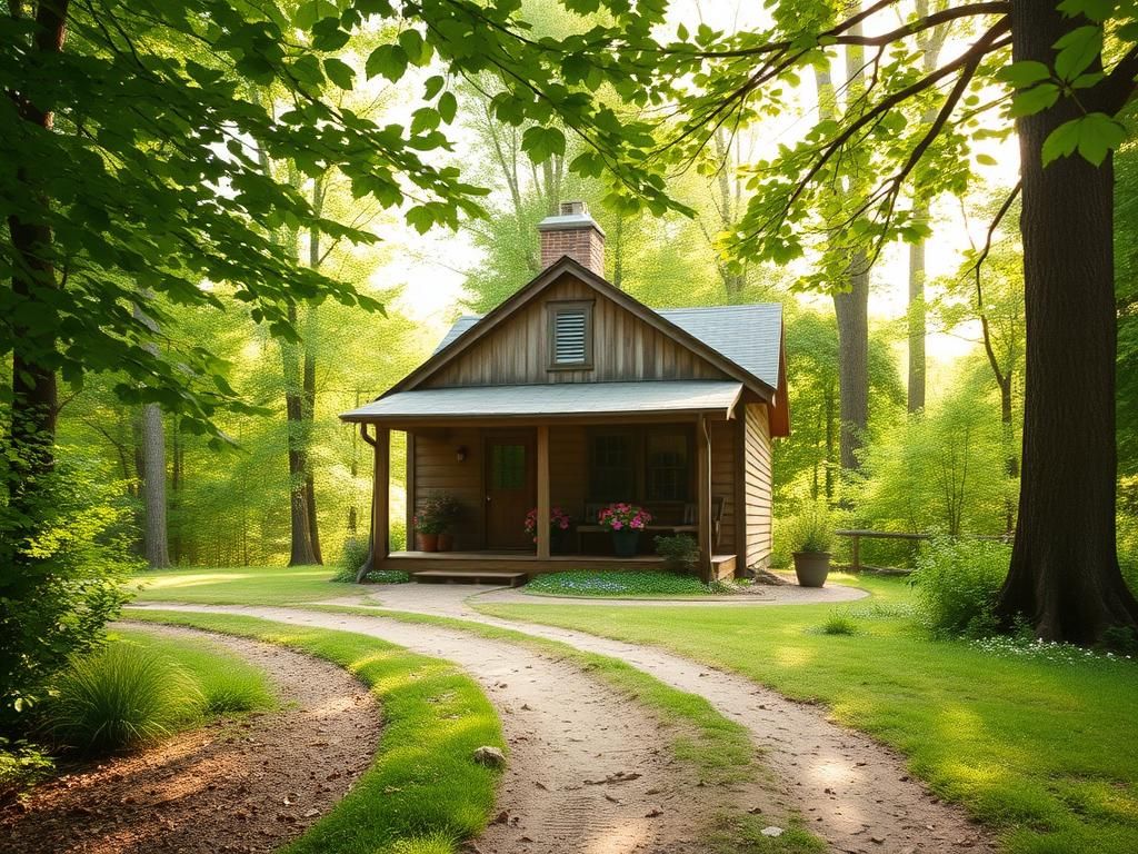 Flick International Rustic cottage in the Catskill Mountains surrounded by greenery