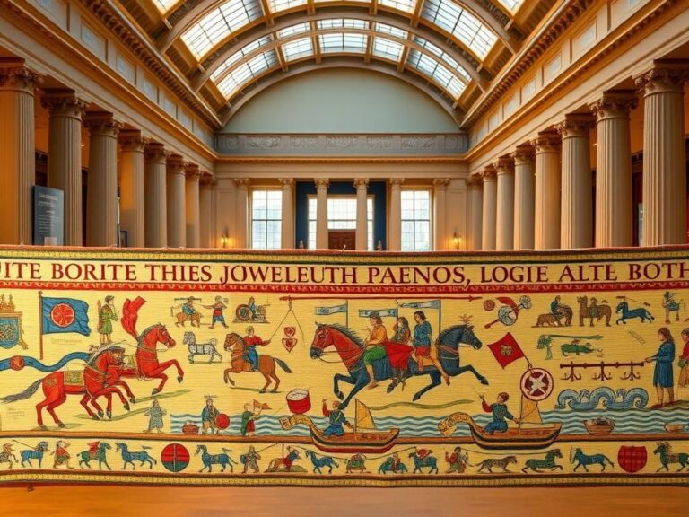 Flick International Detailed depiction of the Bayeux Tapestry highlighting the Norman Conquest of 1066
