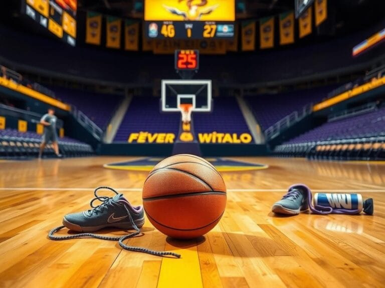 Flick International Intense basketball scene featuring a basketball and worn sneakers on the hardwood floor