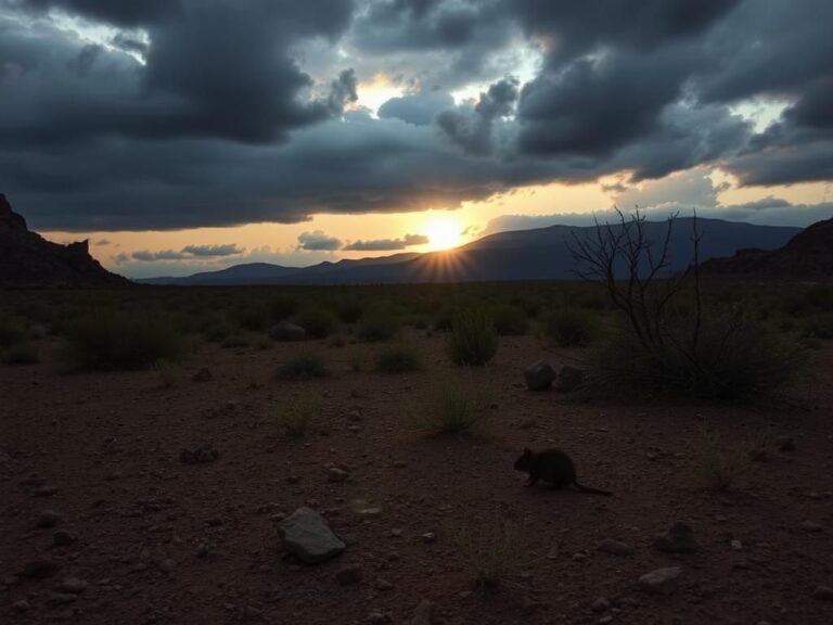Flick International A remote Arizona landscape featuring dry soil and cacti at dusk