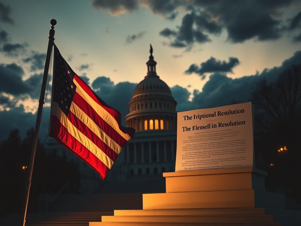 Flick International A powerful scene of the U.S. Capitol building at dusk with the American flag waving, symbolizing resilience against political violence