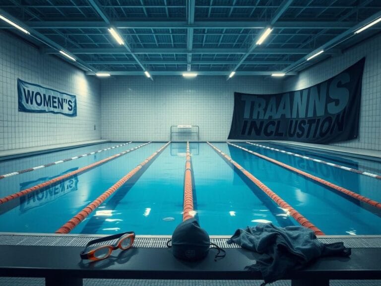 Flick International Empty swimming pool area highlighting the tension in women's and men's sports