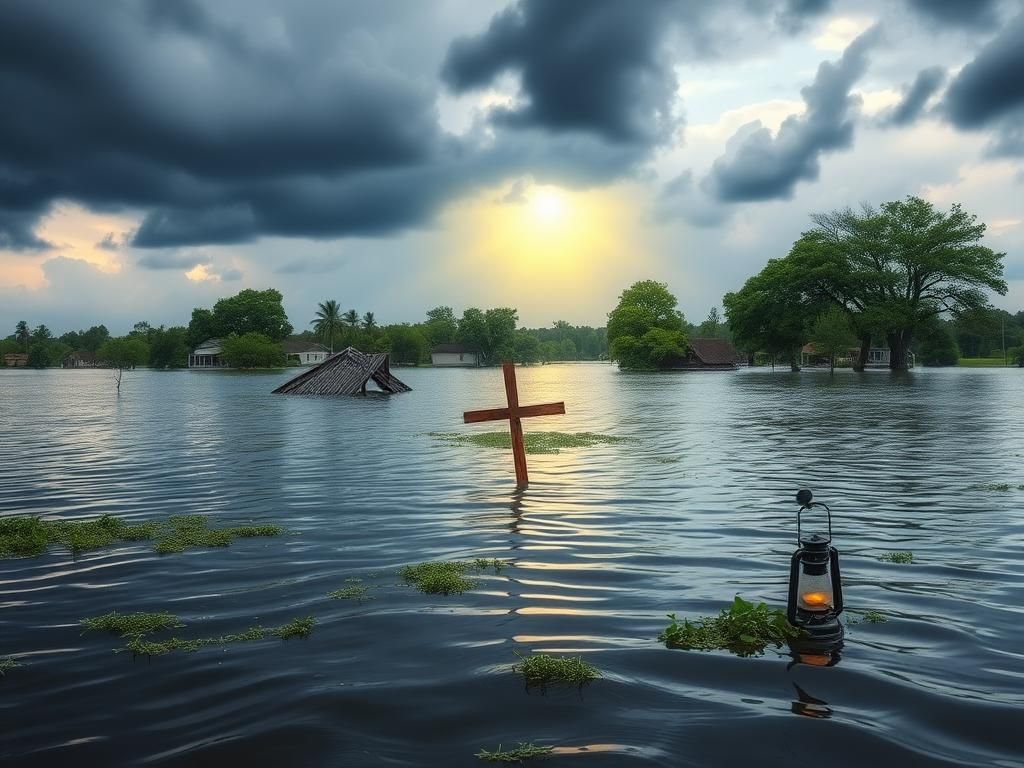 Flick International flooded Texas landscape with remnants of homes above water