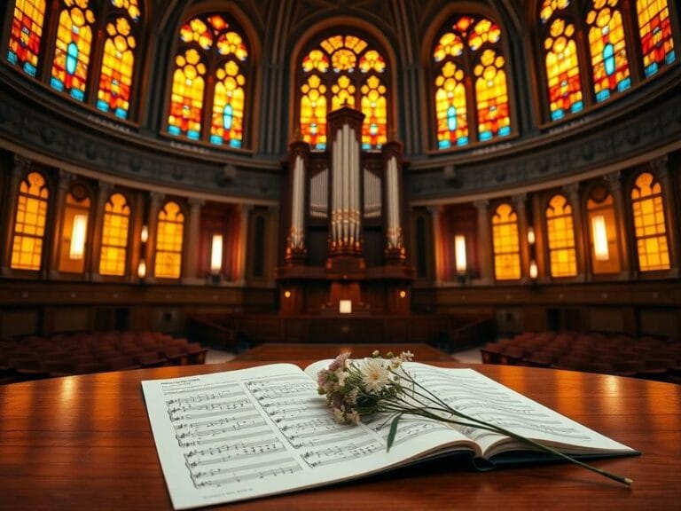 Flick International Interior view of the Conference Center in Salt Lake City, featuring a grand organ and stained glass windows