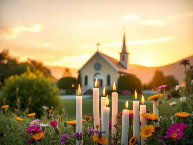 Flick International Exterior view of Grace Community Church in Sun Valley, California, with candles and flowers symbolizing hope