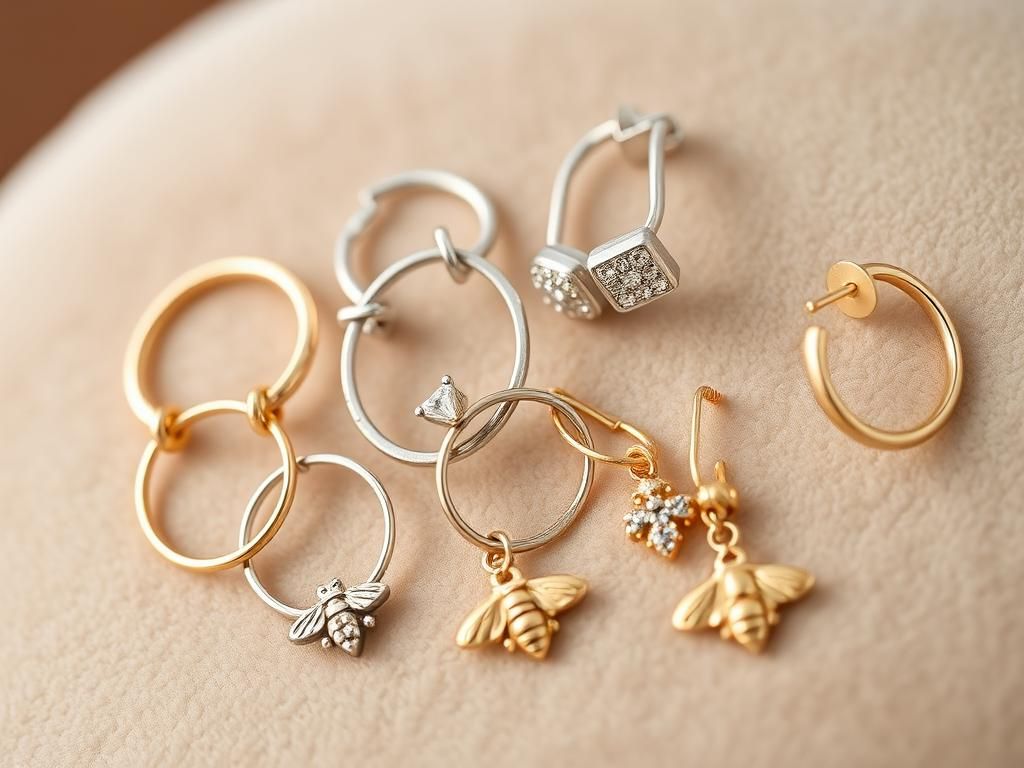 Flick International Close-up of elegant huggie earrings on textured velvet