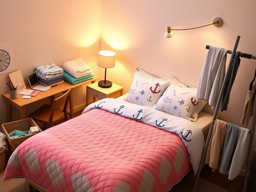 Flick International Cozy dorm room setup with colorful bedding and organized storage