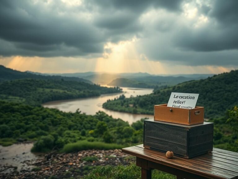 Flick International A serene landscape of Texas Hill Country showing lush green hills and a winding river affected by recent flooding.