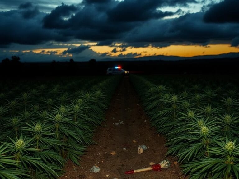 Flick International Dramatic scene of a California marijuana farm with law enforcement presence and tension-filled atmosphere