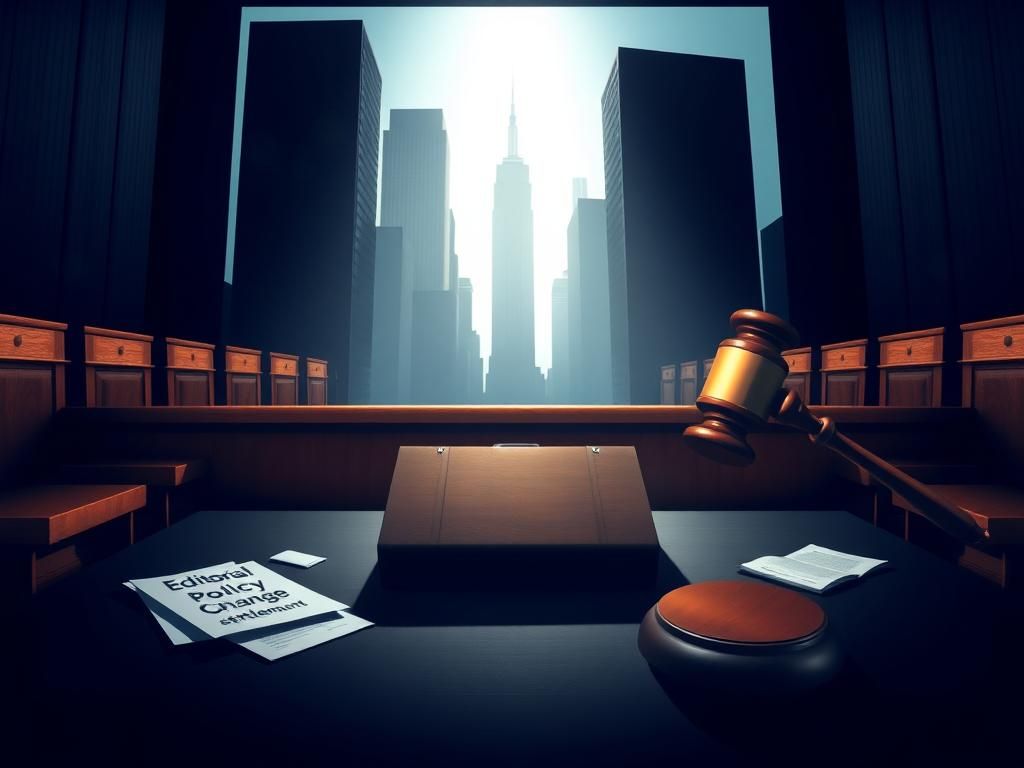 Flick International Dramatic courtroom scene illustrating high-stakes legal battle with imposing wooden benches and a judge's gavel