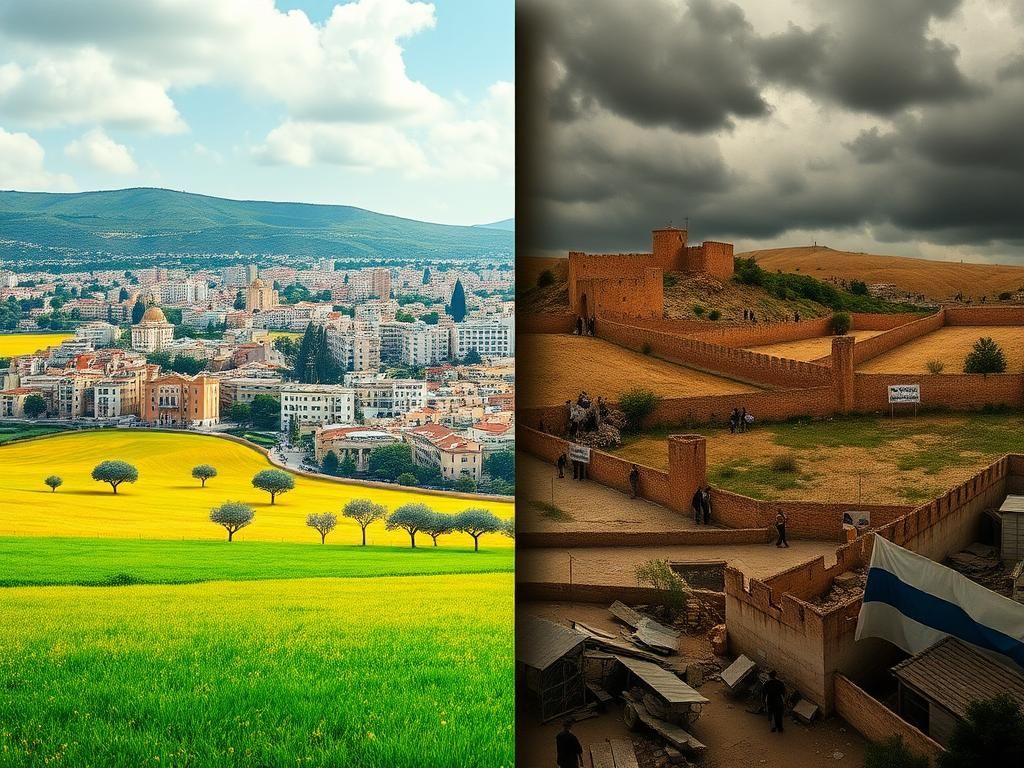 Flick International A split landscape representing Arab-Jewish coexistence and conflict