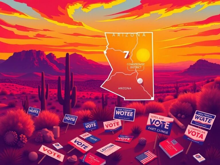 Flick International Vibrant illustration of Arizona's political landscape highlighting the 7th Congressional District