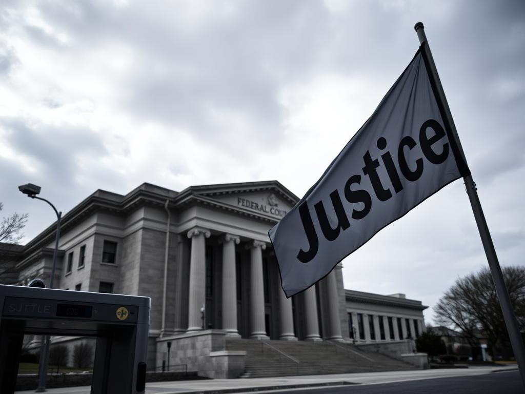 Flick International Exterior view of a federal courthouse in Albany, New York, under a cloudy sky